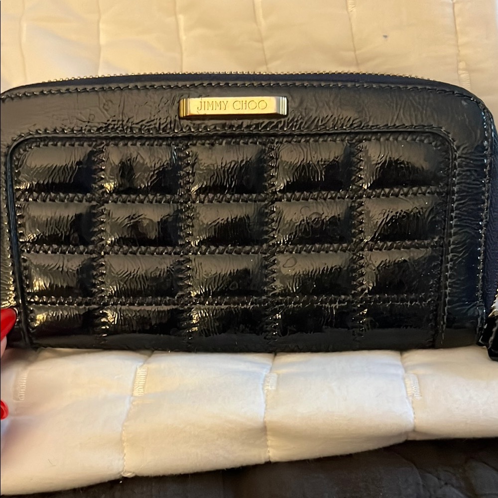 Jimmy Choo Glossy Navy Quilted Wallet